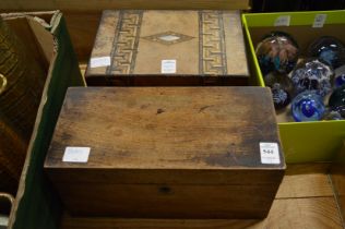 A mahogany tea caddy and a walnut sewing box.