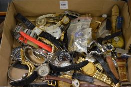 A large quantity of wrist watches.
