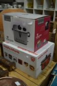 A Lakeland electric fryer and a Morphy Richards slow cooker, both boxed, unused.
