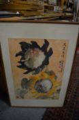 Japanese painting of flowers and various other paintings and prints.
