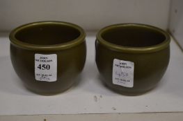 A pair of Chinese tea dust glazed pottery bowls.