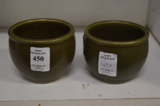 A pair of Chinese tea dust glazed pottery bowls.