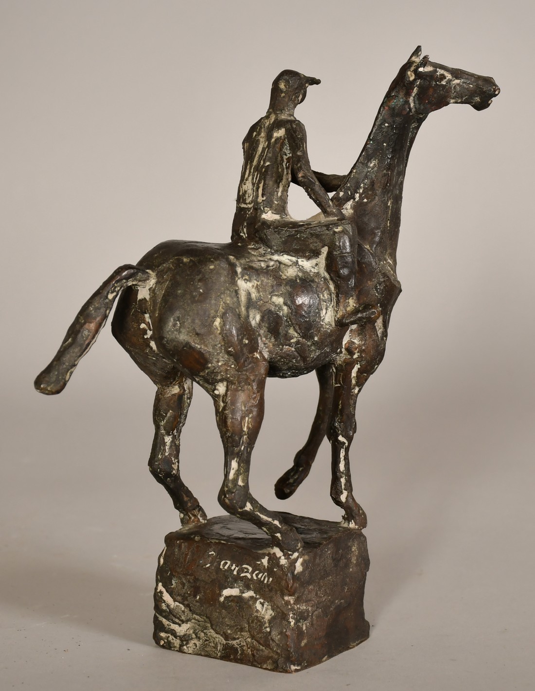 Emilio Stanzani (1906-1977) Swiss, a horse and jockey, bronze, signed, 9.25" (23cm) high overall. - Image 3 of 6