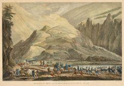 Duplessi - Bertaux, a pair of hand coloured etchings of views from the Napoleonic wars, plate size