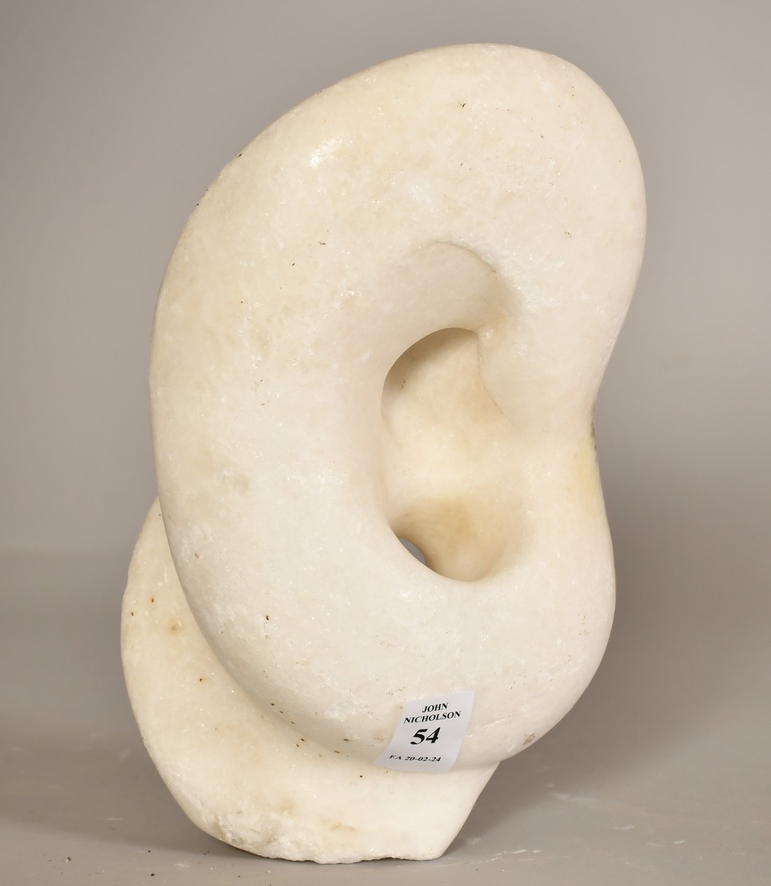 Sally Hersh (1936-2010), Hear no evil, alabaster, 9" (23cm) high overall. - Image 4 of 4