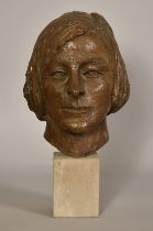 Sally Hersh (1936-2010), Jackie, a portrait bust, bronze resin, 16" (40.5cm) high overall.