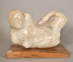 Sally Hersh (1936-2010), pregnant woman, alabaster, 10.5" (27cm) high overall.