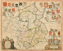 J. Janssonn, a hand-coloured engraved map of Cambridgeshire, label verso, 16.25" x 19.75" (41 x 50.