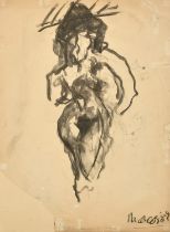 Marcos, Spanish School, 20th Century, a charcoal study of a female nude, signed, 30" x 22" (76 x