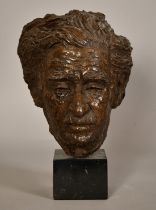 Sally Hersh (1936-2010), Miron Grindea, a head study, bronze resin, 14" (36cm) high overall.