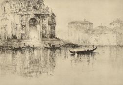 Sydney Litton (1887-1949), gondolas on a Venetian canal, etching, signed and numbered 72/80 in