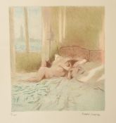 Bernard Dunstan, a print of a female nude reclining on a bed, signed in pencil and numbered 8 of