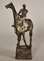 Emilio Stanzani (1906-1977) Swiss, a horse and jockey, bronze, signed, 9.25" (23cm) high overall.