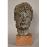 Sally Hersh (1936-2010), 'Veronica', a head study, ciment fondu, 16.5" (42cm) high overall.