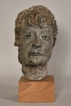 Sally Hersh (1936-2010), 'Veronica', a head study, ciment fondu, 16.5" (42cm) high overall.