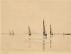 A collection of five marine etchings, all unframed, (5).
