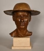 Sally Hersh (1936-2010), Girl in a hat, circa 2000, from an edition of 3, life-size bronze on a
