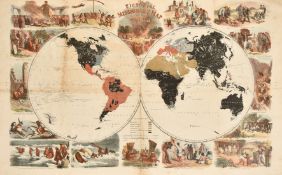 Edmund Evans and John Gilbert, The Pictorial Missionary Map of the World, Late 19th Century, 18.5" x