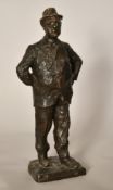 PAOLO TROUBETZKOY (1866-1938) RUSSIAN, A cast bronze of a man smoking a cigar, signed,. H17ins x