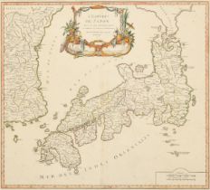 Gilles Robert de Vaugondy, an 18th Century map, 'L'Empire du Japon', outline coloured, visible