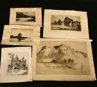 A Group of nine etchings and engravings of Scottish subjects, various artists, all unframed (9).