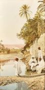 Lehnert and Landrock, a pair of chromolithographs of Middle Eastern Scenes, each 23.5" x 11.75" (