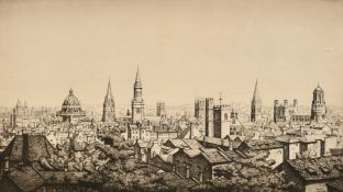 Graham Clilverd (1883-1959), 'The Spires of Oxford', drypoint etching, signed in pencil, plate