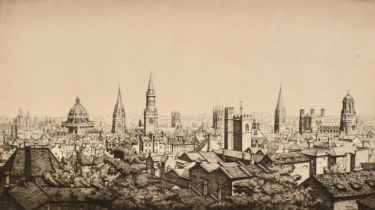 Graham Clilverd (1883-1959), 'The Spires of Oxford', drypoint etching, signed in pencil, plate