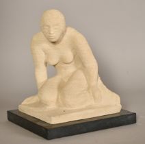 Sally Hersh (1936-2010), Haitian Girl, bath stone, circa 1978, 11.25" (28.5cm) high overall.