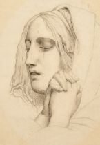 After Leon Cogniet, Mid-19th Century, 'Femme en Larmes', charcoal, 13" x 9.5" (33 x 24cm), unframed,