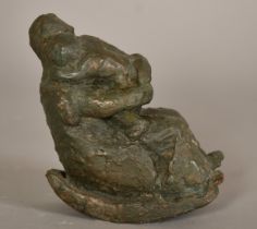 Sally Hersh (1936-2010), Rocking Chair, figures in embrace, bronze resin, 4.75" (12cm) high overall,