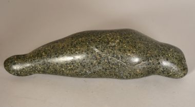 Sally Hersh (1936-2010), a seal pup, soapstone, 14.25" (36cm) long, the artist's first sculpture.