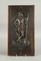 ARMAND LE VEEL (1821 - 1905). A GOOD BRONZE PLAQUE, FRENCH NAPOLEONIC INFANTRY , 93rd Regiment Corps