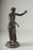 A GOOD BRONZE GRAND TOUR CLASSICAL YOUNG LADY on a circular base. 15ins high.