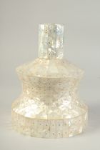 A TURKISH MOTHER OF PEARL CANDLE HOLDER, 26cm high.