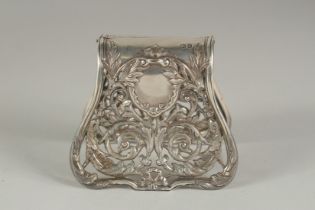 A VICTORIAN SILVER PIERCED LETTER HOLDER pierced with acanthus scrolls. London 1901.