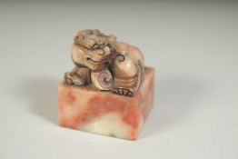 A CHINESE FOO DOG SQUARE SEAL. 2ins high.