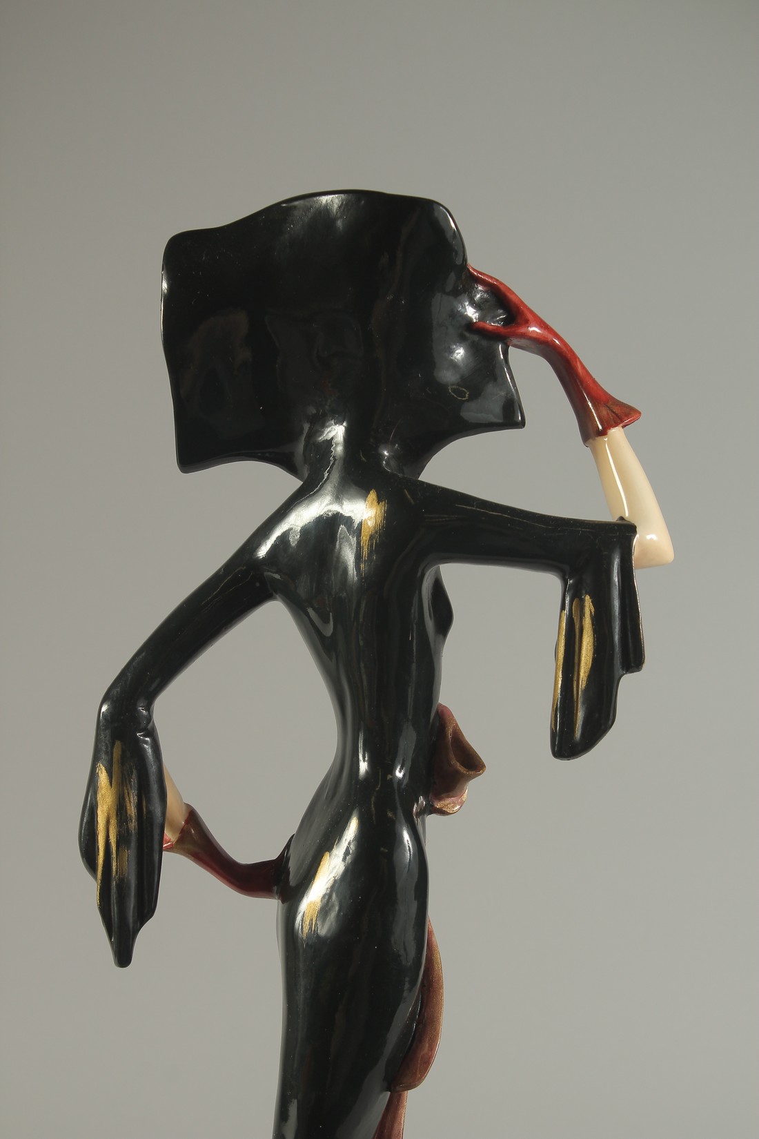 AMILCARE SANTINI (1910 - 1973) ITALIAN. AN ART DECO PORCELAIN LADY in a black dress. 17ins high. - Image 6 of 9