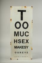 AN OPTICIAN'S ENAMEL SIGN. 22ins x 9ins.