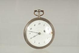 AN 18TH CENTURY SILVER POCKET WATCH by BREQUET a PARIS, with enamel dial and striking movement.