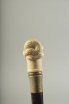 A WALKING STICK WITH CARVED BONE HANDLE "KNOP".