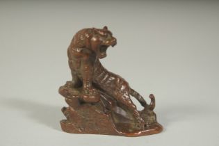 A JAPANESE BRONZE TIGER.