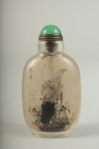 A CHINESE REVERSE GLASS PAINTED SNUFF BOTTLE AND STOPPER. 9cms high.