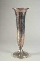 A BLACK, STARR & GORHAM STERLING SILVER TALL VASE on a circular pedestal base. 12ins high. Weight