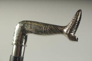 A WALKING STICK WITH CHROME HANDLE "LEG & FOOT".