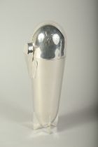 A SILVER PLATE ZEPPELIN COCKTAIL SHAKER.