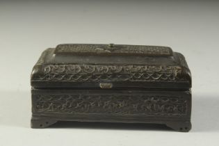 A SMALL EARLY BRONZE CASKET. 5.5ins high.