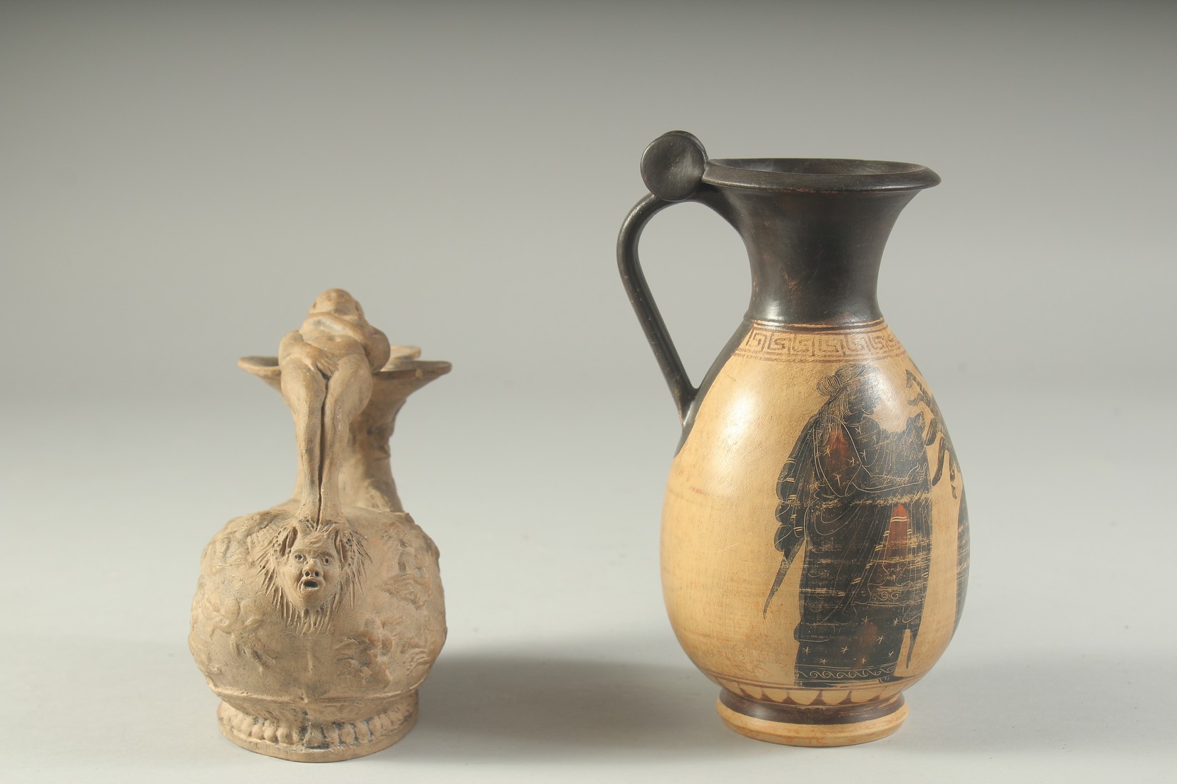 A GRAND TOUR POTTERY EWER 6ins long, and a JUG 7INS HIGH. - Bild 2 aus 6