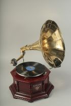 A REPLICA GRAMOPHONE AND HORN.