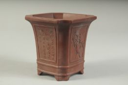 A CHINESE YIXING POTTERY PLANT POT, 11.5cms high.